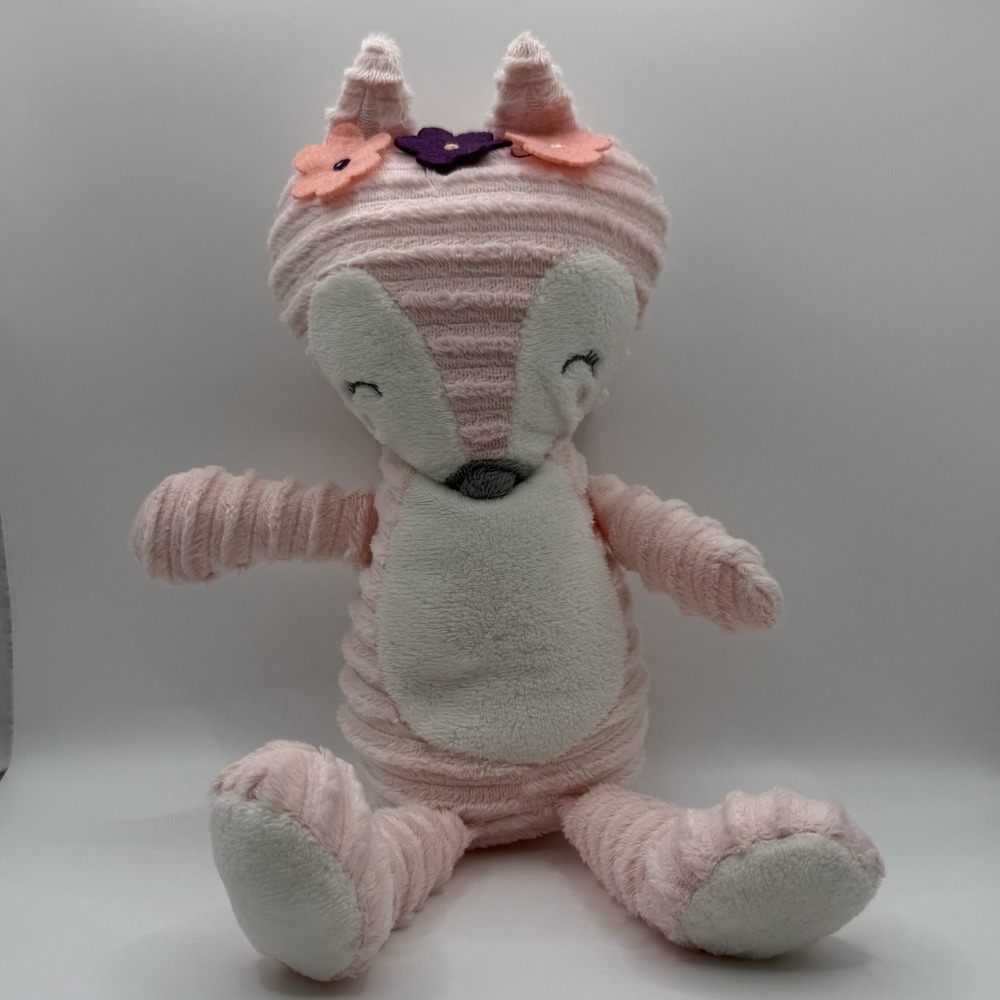 Chick Pea Pink Fox Textured Corduroy‎ Stuffed Plush Animal Toy Doll 12"
